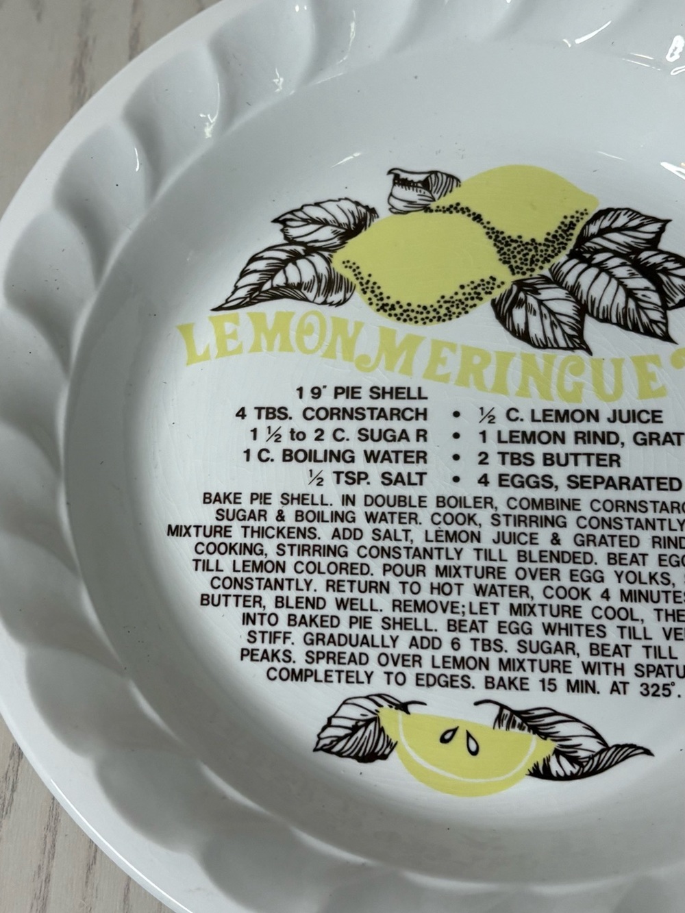 Lemon Meringue Pie Recipe Plate 80’s Vintage - Picture 3 of 9